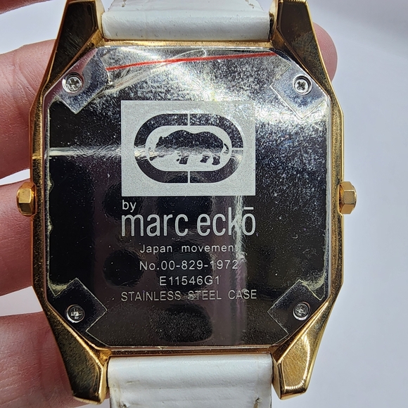 Marc Ecko Gold Tone Dual Movement White Leather Analog Watch - Picture 4 of 6